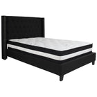 Flash Furniture Riverdale Full Size Tufted Upholstered Platform Bed with Pocket Spring Mattress - Black Fabric-Bed
