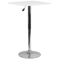 Flash Furniture 23.75" Square Adjustable Height Wood Table - White-Cocktail Table