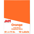 JAM Paper Full Page Sticker Paper Shipping Labels - 8-1/2" x 11" - Orange - 10 Pack -English only packaging