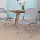 Flash Furniture HERCULES Series Triple Braced & Double-Hinged Grey Metal Folding Chair-Grey Frame Finish