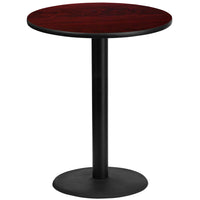 Flash Furniture 36'' Round Laminate Table Top, Mahogany with 24'' Round Bar-Height Table Base (XURD36MATR24B)-Bar Height Hospitality Table