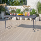 Flash Furniture 23.5"W x 48.25"L Height Adjustable Bi-Fold Dark Grey Plastic Folding Table with Carrying Handle-Waterproof, Impact and Stain Resistant Top