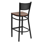 Flash Furniture HERCULES Series Black Grid Back Metal Restaurant Barstool - Cherry Wood Seat - 2 Pack-.625" Thick Plywood Seat