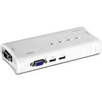 TRENDnet 4-Port USB KVM Switch Kit-Reduces equipment cost by delivering data and power over existing network cables