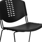 Flash Furniture HERCULES Series Plastic Stack Chair with Black Frame - Black-Textured Seat ensures safe seating