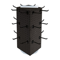 Azar Interlock Peg Tower with Revolving Base and Hooks - 8" x 8" x 20" - Black-Sold in multiples of: 1