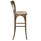 Flash Furniture HERCULES Series Dark Antique Wood Cross Back Barstool with Cushion - 2 Pack-Stack Quantity: 4