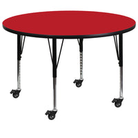 Flash Furniture Mobile 48" Round HP Laminate Activity Table, Red-Popular Round Activity Table
