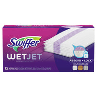 Swiffer Wetjet Sweeping Pads - 12 Pack-ABSORB + LOCK STRIP helps trap dirt and grime deep in pad so it doesn't get pushed around.