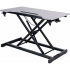 Rocelco 31.5" Adjustable Sit/Stand Up Desk Riser with Anti Fatigue Mat - Grey-Has a 10.5 inch wide slot for tablet or a phone.