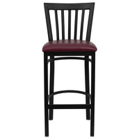 Flash Furniture HERCULES Series Black School House Back Metal Restaurant Barstool - Burgundy Vinyl Seat-Metal Barstool