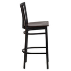 Flash Furniture HERCULES Series Black School House Back Metal Restaurant Barstool - Walnut Wood Seat-School House Back Design
