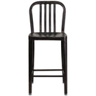 Flash Furniture 24" High Black-Antique Gold Metal Indoor-Outdoor Counter Height Stool with Vertical Slat Back-Industrial Style Modern Counter Stool