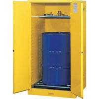 Justrite Sure-Grip EX Vertical Drum Storage Cabinets, 2 Doors,Manual with drum rollers, 34" x 34" x 65", 425Lb-Safely store one or two 30 to 55-gallon US drums
