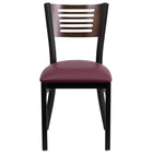 Flash Furniture HERCULES Series Black Slat Back Metal Restaurant Chair - Walnut Wood Back & Burgundy Vinyl Seat-Metal Chair