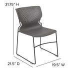 Flash Furniture HERCULES Series Grey Full Back Stack Chair with Black Powder Coated Frame-Designed for Commercial Use