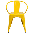 Flash Furniture Yellow Metal Indoor-Outdoor Chair with Arms-Stackable Bistro Style Chair