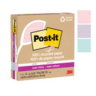 Post-it 100% Recycled Super Sticky Notes - 4" x 4" - Wanderlust Pastels Collection - Lined - 210 Sheets - 3 Pack-Wanderlust Pastels collection includes Orchid Frost, Fresh Mint and Pink Salt colours
