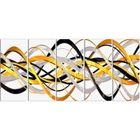 Designart Gold and Silver Helix 5-Panel Modern Canvas Art Print, (PT3043-401)-Print