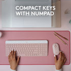 Logitech MK470 Slim Wireless Keyboard and Mouse Combo - Rose-Auto-sleep feature saves battery life, allowing for 36 months of keyboard use and 18 months of mouse use