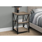 Monarch Specialties 3597 Accent Table - 26"H/Dark Taupe/Black Metal-Slender yet sturdy black metal base has an X-shaped design on the sides for a decorative touch