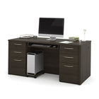 Bestar Embassy 66" Executive Desk Kit, Dark Chocolate (60850-79)-The desk is made of durable 1" commercial grade work surface with melamine finish that resist scratches, stains and wear