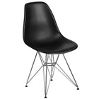 Flash Furniture Elon Series Black Plastic Chair with Chrome Base-Black Plastic Finish
