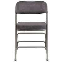Flash Furniture HERCULES Premium Curved Triple Braced & Double Hinged Fabric Metal Folding Chair - Grey-Padded Metal Folding Chair