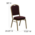 Flash Furniture HERCULES Crown Back Stacking Banquet Chair with Gold Frame - Burgundy Patterned Fabric-2.5'' Thick Seat Cushion