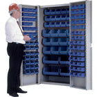 KLETON Deep Door Combination Cabinets, 118 Bins, Blue-All-welded heavy-duty 16-gauge, combination bin/shelf cabinet