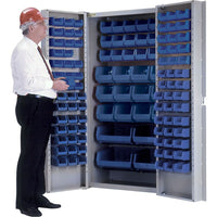 KLETON Deep Door Combination Cabinets, 118 Bins, Blue-All-welded heavy-duty 16-gauge, combination bin/shelf cabinet