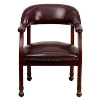Flash Furniture Oxblood Vinyl Luxurious Conference Chair with Accent Nail Trim & Casters-Captain's Chair