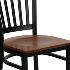 Flash Furniture HERCULES Series Black Vertical Back Metal Restaurant Chair - Cherry Wood Seat-Welded Joint Assembly