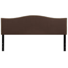 Flash Furniture Lexington Upholstered King Size Headboard with Accent Nail Trim - Dark Brown Fabric-Transitional Style