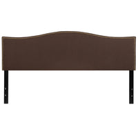 Flash Furniture Lexington Upholstered King Size Headboard with Accent Nail Trim - Dark Brown Fabric-Transitional Style