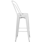 Flash Furniture 30" High Metal Indoor-Outdoor Barstool with Back - White-Stacks up to 8 Chairs High
