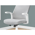 Monarch Specialties 7324 Multi-Position Office Chair - White/Grey Fabric-360-degree swivel seat and white 5-star base with hooded casters offer mobility, while an adjustable height mechanism with tilt-back/lock-in control allows the chair to be optimized for the sitter