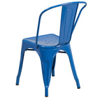 Flash Furniture Blue Metal Indoor-Outdoor Stackable Chair-Curved Back with Vertical Slat