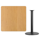 Flash Furniture 42''L Laminate Square Table Top with 24''W x 42"H Round Bar Table Base, Natural (XUNT4242TR24B)-Natural Laminate Top