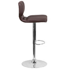Flash Furniture Contemporary Brown Vinyl Adjustable Height Barstool with Vertical Stitch Back & Chrome Base - 2 Pack-Brown Vinyl Upholstery