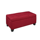 Brassex Tufted Storage Ottoman, Red-Slim profile