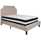 Flash Furniture Brighton Full Size Tufted Upholstered Platform Bed in Beige Fabric with Pocket Spring Mattress-Bed