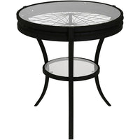 Monarch Specialties 2140 Accent Table - 22"Dia/Black With Tempered Glass-Sophisticated black hammered finish