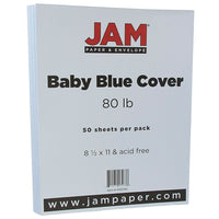 JAM Paper Matte Cardstock, 8.5 x 11, 80lb Baby Blue, 50 Pack (5155792)-Baby blue
