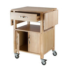 Winsome Kitchen Cart, Double Drop Leaf, Cabinet with shelf, Natural-Rolling drop-leaf cart is ideal for small kitchens that need more workspace