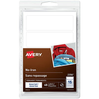 Avery No-Iron Writeable Permanent Clothing Labels, White, Assorted Shapes, 45 Pack (2356)-Make sure clothing always gets returned to its rightful owner with these no-iron clothing labels. They're great for jackets, school uniforms, baby clothes, blankets and backpacks. The assorted pack includes oval labels and three sizes of rectangle labels. Just write with a permanent marker, peel and stick. The labels work with many fabrics and are durable enough to withstand multiple washer and dryer cycles. Keep your 