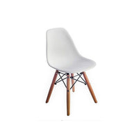 Plata Import Kids Eiffel Chair, White, Wood Base (PC-0117W-WHITE)-Wood legs and plastic seat