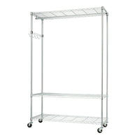 TRINITY EcoStorage 3-Tier Rolling Garment Rack w/ Wheels, Chrome (TBFZ-2707)-EcoStorage finish represents eco-friendly production - No toxic chemicals are released into the environment during the production of this product