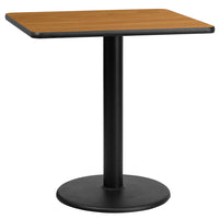 Flash Furniture 30" Square Natural Laminate Table Top with 18" Round Table Height Base-Hospitality Table