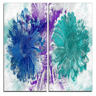 Designart Blue and Green Sunflowers Canvas Art Print, 40"W x 40"H, 2 Panels, (PT3401-3-40-40)-Print